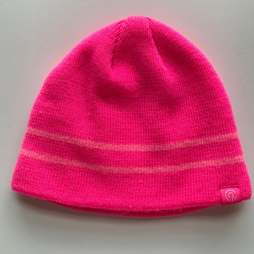 Champion Bright Pink Knit Hat- Beanie- Baby Toddler Size 12-24 Mo. Winter